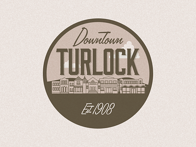 Downtown Turlock 1950s city identity illustration retro