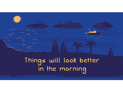 Morning night ocean sea typography