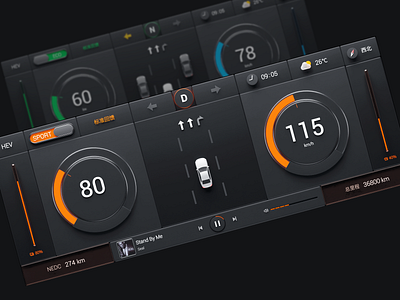 3D car dashboard interface 3d blender car dashboard hmi ui