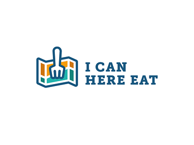 I Can Here Eat - logo color colorful eat food fork logo map