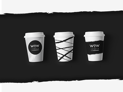 Wow Junkie - visual identity brand brush coffee cosmetics cup fashion icon lettering logo mockup packaging wow