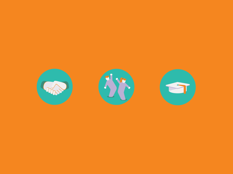 Icons for Volonteri organisation design creative ui logo education friends school people set web illustration icon