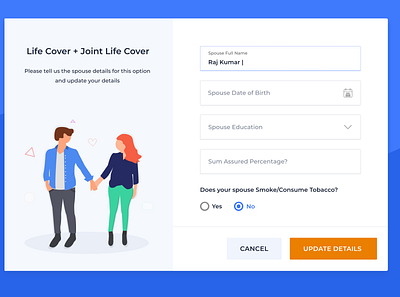 Life Cover + Joint Life Cover design insurance popup redesign term life ui