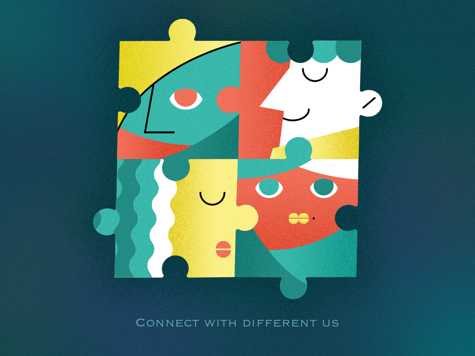 Connect with different us design illustration puzzle