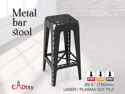 Industrial Style Bend Sheet Metal Riveted Bar Stool File diyideas