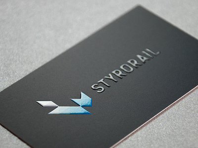 Styrorail Business Card spot varnish emboss business card blue temperature fox identity logo
