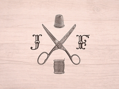 Jacqueline Fleury Logo branding craftsmanship identity logo old school pink seamstress