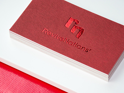 ReviveNations all red foil stamp logotype identity logo