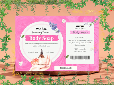 Body soap label pink illustrated art branding design graphic design graphics illustration label logo productdesign ui vector