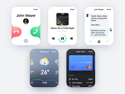 watch design bankcard call icon message music ui watch weather