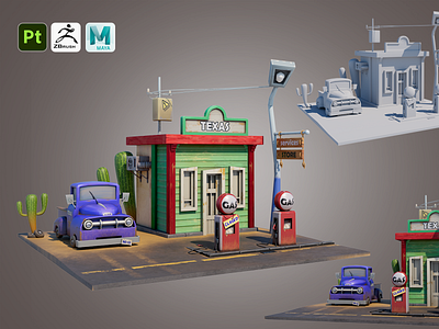 Stylized Gas Station (3D)