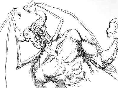 Split-Faced Demon dnd fantasy illustration