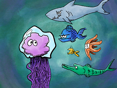 Jellyfish and friends cartoon comics illustration jellyfish