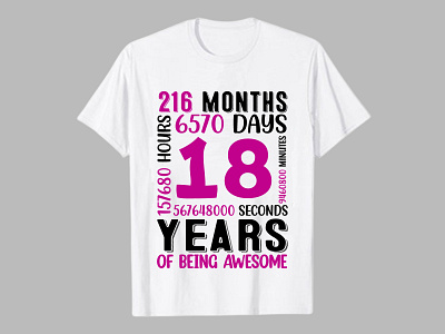 Birthday T-Shirt Design or 216 Month 6570 Days 18 Years t Shirt