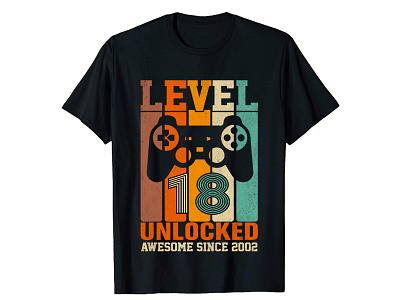 Level 18 Unlocked Awesome Since 2002 T Shirt Design