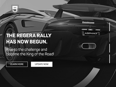Regera King Of The Road - Asphalt Legends design landing page user interface