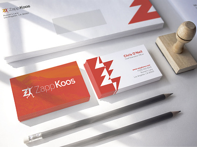 ZappKoos Branding: Shot 1 a4 athletic brand identity branding business cards envelopes print runner social media zappkoos