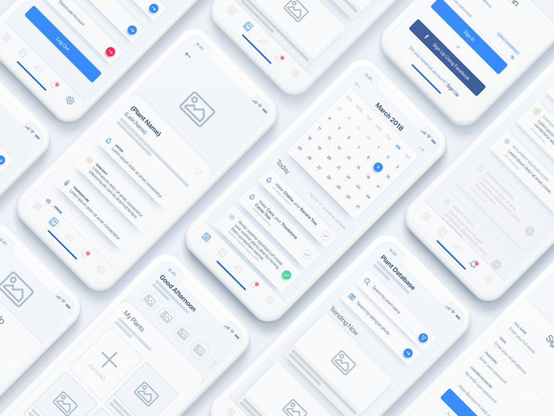 Blossom Wireframe v2 ui native iphone x sketch app plant blossom wireframe