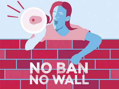 No Ban, No Wall america editorial illustration illustration megaphone political politics vector