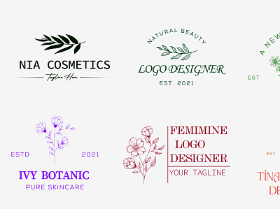 Botanical Logo Illustration 3d animation boho logo botanical logo branding custom logo feminine logo floral logo graphic design logo logo maker motion graphics ui