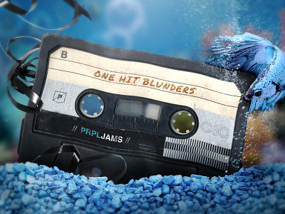 One Hit Blunders aquarium cassette fish jams mixtape music purple rock scissors sea underwater