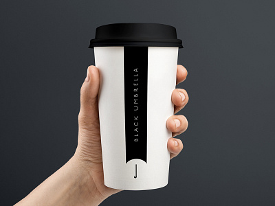 Black Umbrella Coffee Cup black branding coffee logo negativespace orlando packaging umbrella