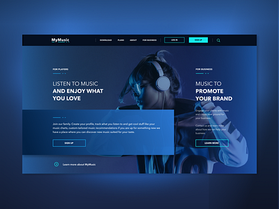 My Music web homepage app app design b2b b2c blue design homepage logo motion music music app music player photography shop typography ui ux web web design website