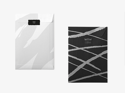 Wow Junkie Branding - enveloše beauty blackandwhite branding brush cosmetics design envelope fashion identity illustration logo makeup minimal mockup pattern shop silver typogaphy ui webshop