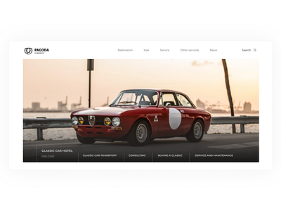 Pagoda Cars - Homepage branding car homepage icon logo menu navigation photography typography ui ux vintage web webdesign website