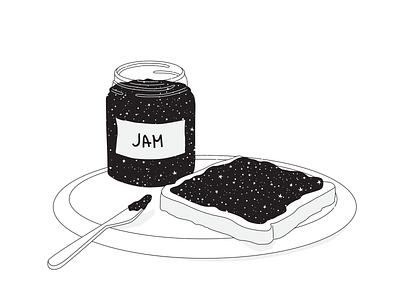 Space jam art black white breakfast design flat food art icon illustration jam minimal simple sketch space stars ui vector