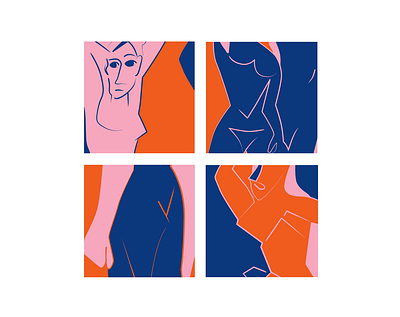 The Young Ladies of Avignon art blue body body art cubisam design flat girls icon illustration illustrator ladies minimal pablo picasso simple ui vector