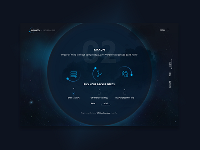 WP Watch Quiz form - second question animation blue branding design gradient homepage icons illustration logo menu quiz space support typography ui ux vector web webshop wordpress