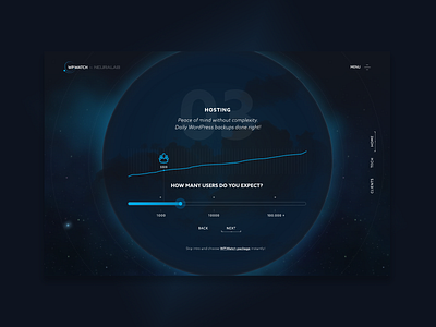 WP Watch Quiz form - third question animation blue branding design gradient homepage icon illustration logo menu quiz slider space support typography ui ux vector web webshop