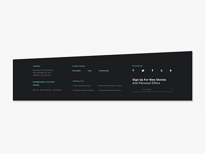 Footer for European Rolling Shutters buttons contact design figma flat footer homepage icon interaction landing navigation social media typography ui ux vector web webdesign