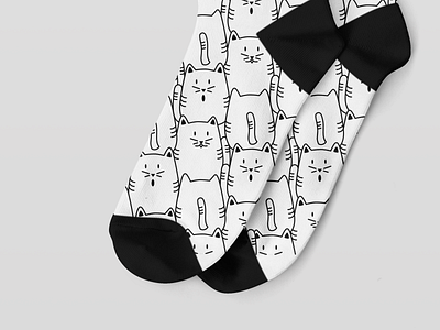 Sock it to me - socks can be made out of cats animals art black white cats compeption contest design flat graphic icon illustration illustrator kawaii minimal pattern simple socks ui vector