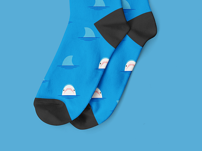 Sock it to me - Shark attack art blue competition contest cute design flat graphic icon illustration illustrator kawaii minimal pattern sea shark simple socks ui vector