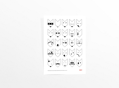 OSH - Fox faces poster mockup animal black and white branding cat cute design emoji faces fashion flat fox icon icon set icons illustraion illustration minimal print ui vector