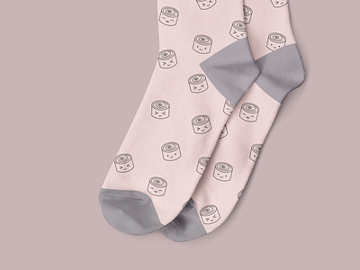 Marina Mijatovic sushie socks cute design emoji faces illustration kawaii mockup pattern pink psd socks sushi sushi logo sushi roll ui vector webshop