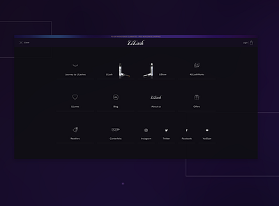 Menu for LiLash Pro beauty cosmetics design fashion icon illustraion megamenu menu menu design minimal photography share shop social socialmedia typography ui ux webshop