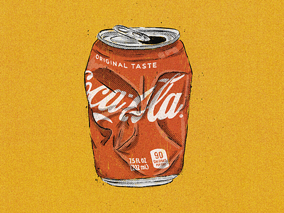 Coca-Cola beverage can coca cola cocacola coke comic crushed drink halftone illustration lettering pop print retro soda soft drink texture textures type vintage