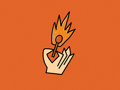Playing with Fire fire flame hand hot illustration match red retro sketch texture