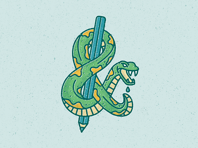 The Ampersand ampersand animal halftone hand lettering lettering pencil pet snake texture type
