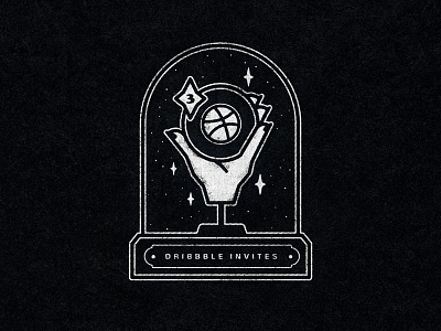 Dribbble Invites badge basketball crystal ball dribbble invites space stars texture