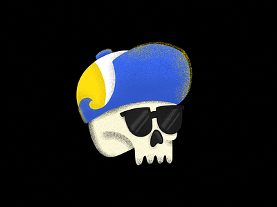 Skull color grain hat illustration retro skull sunglasses texture wave