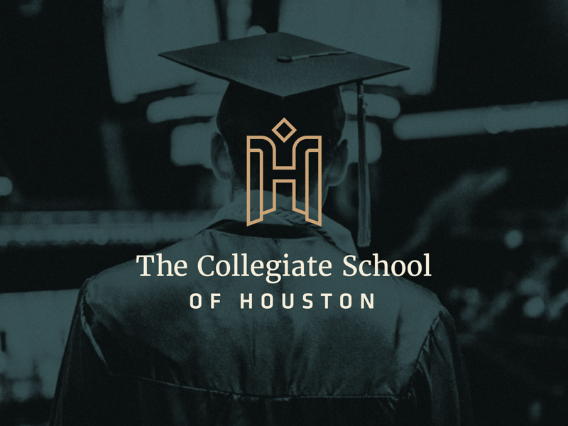 The Collegiate School of Houston backpack brand branding charter charter school collegiate educate education gold high school houston logo middle school school school logo stem teal texas
