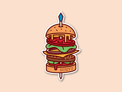 Huey's Burger burger cheese cheeseburger food hueys lettuce local mayo mustard pickles restaurant toothpick