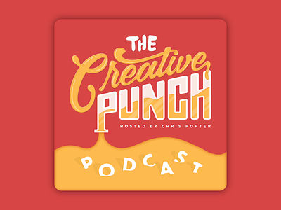 The Creative Punch Podcast beer cover drink float floating flow hand lettering juice lettering pod podcast punch red script typography yellow