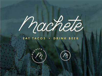 Machete agave authentic beer cactus california hand lettering icon lettering logo m mexican food mexican restaurant restaurant restaurant logo script taco tacos texture vector