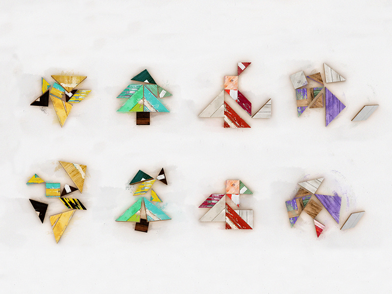 Elevation - Christmas Tangrams motion graphics animation puzzle colors textures tangram christmas