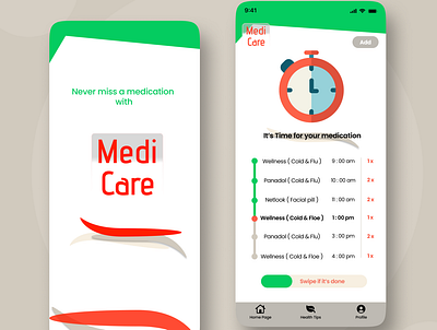 Wagehat Challenge Day 6 - Medication Reminder app figma health healthcare medication reminder typography ui user ux